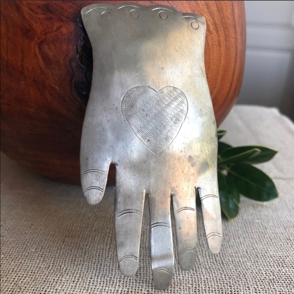 Artisan Jewelry - Artisan Handmade Silver Tone Metal Hand Brooch